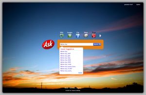 Ask.com Blog search with search suggestions