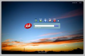 Ask.com Homepage - themed using the Western Sky theme